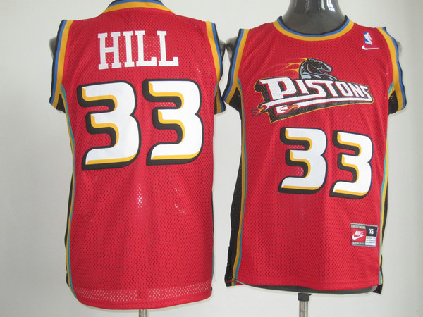  NBA Detroit Pistons 33 Grant Hill Swingman Throwback Red Jersey